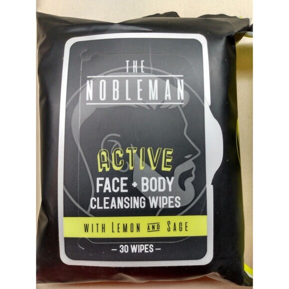 The Nobleman Active Face Body Cleansing Wipes Lemon and Sage For Men ×2 Packs - Picture 2 of 5